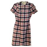 UL - Plaid Wool Dress - Small, Belted, Red/White/Blue (Vintage)