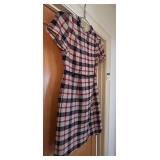 UL - Plaid Wool Dress - Small, Belted, Red/White/Blue (Vintage)