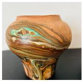 uL - Two Pieces of Vintage Nemadji Pottery Swirl Art Pottery