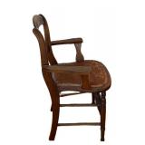 UL - Vintage Wooden Armchair with Leather Seat