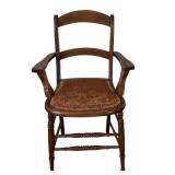 UL - Vintage Wooden Armchair with Leather Seat