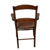 UL - Vintage Wooden Armchair with Leather Seat