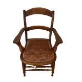 UL - Vintage Wooden Armchair with Leather Seat
