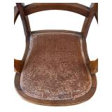UL - Vintage Wooden Armchair with Leather Seat