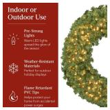 Pre-Lit Artificial Fir Christmas Wreath w/ Red Bow, LED Lights