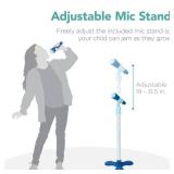 Kids Pretend Play Guitar Musical Instrument Toy w/ Microphone, Stand - 19in Blue