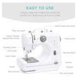 Compact Sewing Machine, 42-Piece Beginners Kit, Multifunctional Portable 6V for Beginner w/ 12 Stitch Patterns, Light, Foot Pedal, Storage Drawer