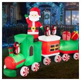 Pre-lit Inflatable Christmas Train & Animated Santa Claus - 8.5ft