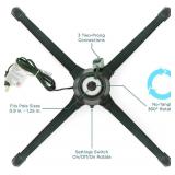 360-Degree Rotating Adjustable Christmas Tree Stand for Up to 7.5ft Artificial Tree w/ 3 Settings, 3 Built-in Electrical Outlets, Black