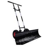 Galvanized Blade 2-Wheel Snow Pusher w/ Adjustable Handle - 36in