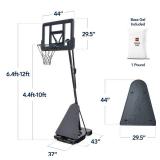 Adjustable 4.4-10ft Basketball Hoop, w/ Shatterproof Backboard, Ball Return, Retail $229.00