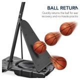 Adjustable 4.4-10ft Basketball Hoop, w/ Shatterproof Backboard, Ball Return, Retail $229.00
