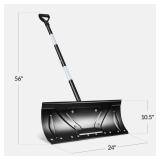24' Snow Pusher, Heavy Duty Hand Plow - Black