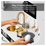 Pretend Play Kitchen Wooden Toy Set for Kids with 11 Accessories, White