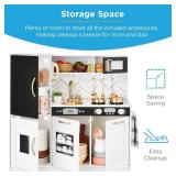 Pretend Play Kitchen Wooden Toy Set for Kids with 11 Accessories, White