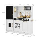 Pretend Play Kitchen Wooden Toy Set for Kids with 11 Accessories, White