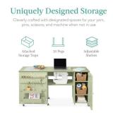 Large Portable Folding Sewing Table Multipurpose Craft Station w/ Wheels, Light Green Retail $169.00