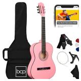 Beginner Acoustic Guitar Set w/ Case, Strap, Extra Strings - 38in, Pink