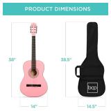 Beginner Acoustic Guitar Set w/ Case, Strap, Extra Strings - 38in, Pink