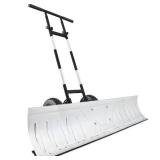 2-Wheel Snow Pusher w/ Adjustable Handle, Reflective Tape - 48in, Silver, Retail $149.00