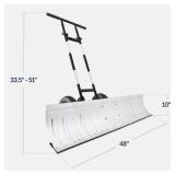 2-Wheel Snow Pusher w/ Adjustable Handle, Reflective Tape - 48in, Silver, Retail $149.00