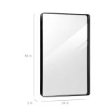 2-Way Rectangle Wall Mirror w/ Rounded Corners, Anti-Blast Film - 24x36in