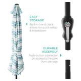 Outdoor Steel Striped Market Patio Umbrella w/ Tilt, Crank Lift - 10ft