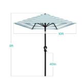 Outdoor Steel Striped Market Patio Umbrella w/ Tilt, Crank Lift - 10ft
