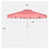 7.5ft Patio Market Umbrella,Wavy Trim, UV-Fade-Resistant, Crank & Tilt, Pink