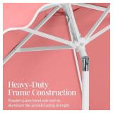 7.5ft Patio Market Umbrella,Wavy Trim, UV-Fade-Resistant, Crank & Tilt, Pink