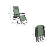 Set of 2 Adjustable Zero Gravity Patio Chair Recliners w/ Cup Holders, Sage Green