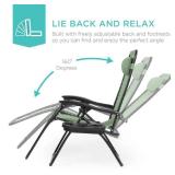 Set of 2 Adjustable Zero Gravity Patio Chair Recliners w/ Cup Holders, Sage Green