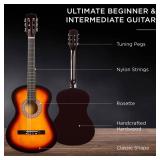 Beginner Acoustic Guitar Set w/ Case, Strap, Extra Strings - 38in