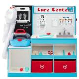Pretend Play Doctor's Office, Kids Wooden Toy Set w/ Accessories Included