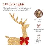 3-Piece Lighted Christmas Deer Set Outdoor Decor with 175 LED Lights