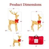 3-Piece Lighted Christmas Deer Set Outdoor Decor with 175 LED Lights