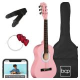 Kids Acoustic Guitar Beginner Starter Kit w/ Carrying Case - 30in, Pink