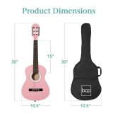 Kids Acoustic Guitar Beginner Starter Kit w/ Carrying Case - 30in, Pink