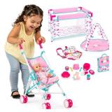 Kids 15-Piece 13.5in Newborn Baby Doll Role Play Playset w/ Accessories