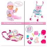 Kids 15-Piece 13.5in Newborn Baby Doll Role Play Playset w/ Accessories