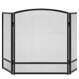 3-Panel Simple Steel Mesh Fireplace Screen w/ Worn Finish - 47.5x27.25in
