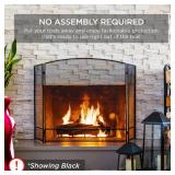 3-Panel Simple Steel Mesh Fireplace Screen w/ Worn Finish - 47.5x27.25in