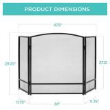 3-Panel Simple Steel Mesh Fireplace Screen w/ Worn Finish - 47.5x27.25in