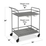2-Tier Rolling Bar Cart Indoor/Outdoor w/ Shelves, Wine Rack, Locking Wheels