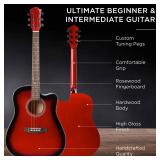 Full Size Beginner Acoustic Guitar Set with Case, Strap, Capo - 41in