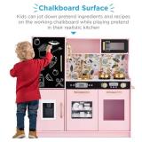 Pretend Play Kitchen Wooden Toy Set for Kids with 11 Accessories, Pink
