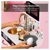 Pretend Play Kitchen Wooden Toy Set for Kids with 11 Accessories, Pink