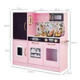 Pretend Play Kitchen Wooden Toy Set for Kids with 11 Accessories, Pink