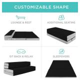 Folding Portable Onyx Black Mattress Topper w/ Plush Foam - 4in, Twin XL