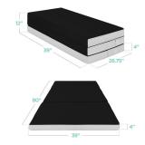 Folding Portable Onyx Black Mattress Topper w/ Plush Foam - 4in, Twin XL
